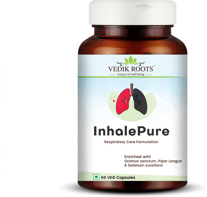 Vedikroots InhalePure | Throat Infections | Helps Relieve Respiratory Disorders(60 Capsules)
