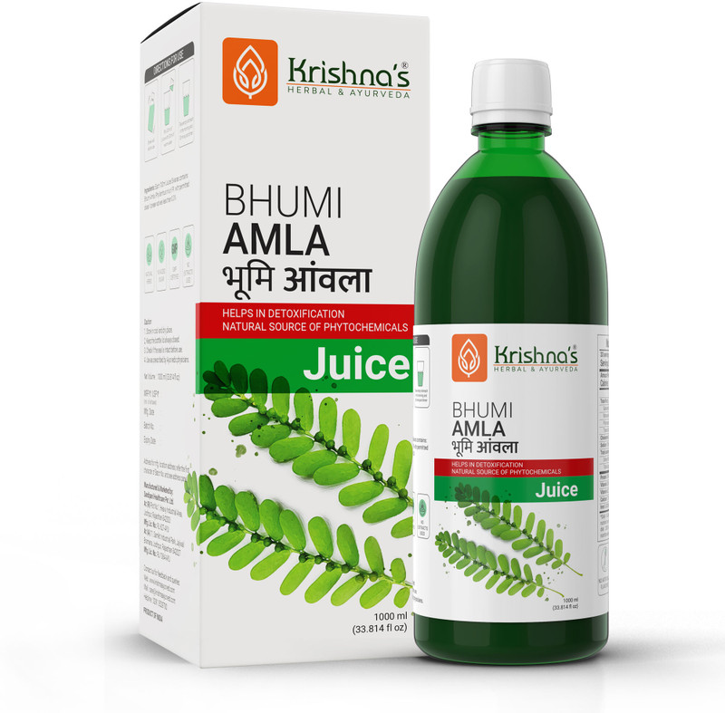 Krishna's Herbal & Ayurveda Bhumi Amla Juice | Natural Immunity and Digestion Booster | Enhances Liver Health | Organic and Herbal(1000 ml)