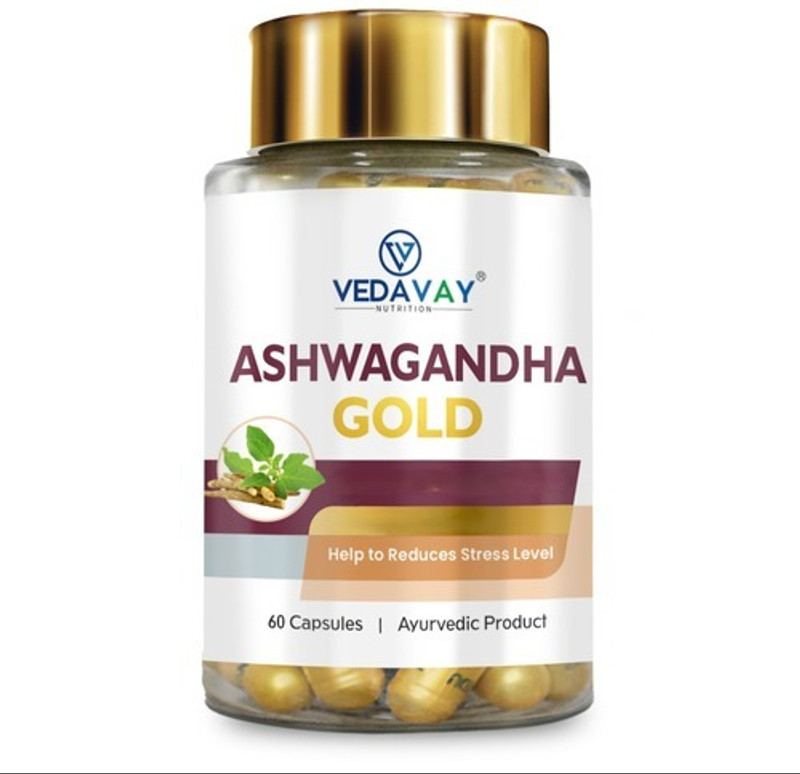 Vedavay Ashwagandha Gold Capsules, 60 Count, Energy & Vitality, Stress Reducer(60 Capsules)