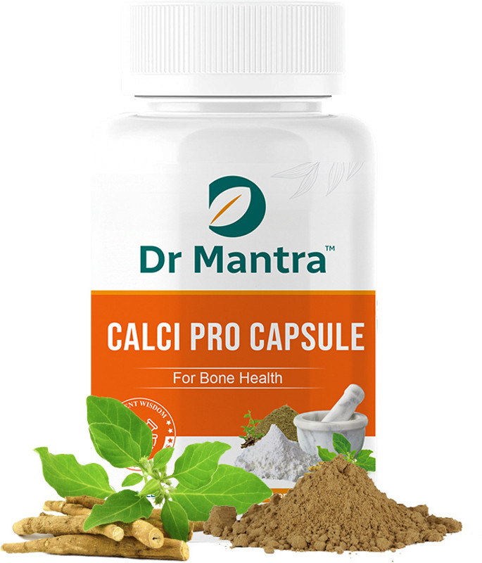 DrMantra Calci Pro Capsules | Natural Calcium for Bone Health With Ayurvedic Herbs(30 Capsules)