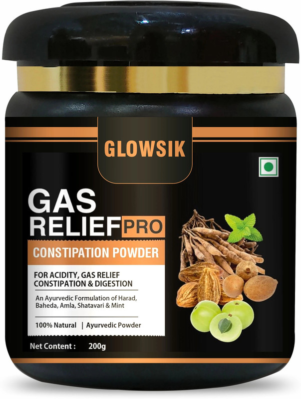 GLOWSIK Gas Relief Pro Powder for Acidity Relief, Ayurvedic Digestive Health Care - 200g(200 g)
