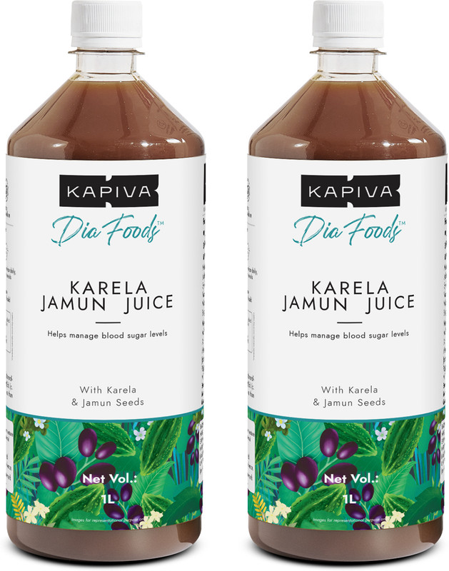 Kapiva Karela Jamun Juice| Controls Blood Sugar | Low Glycemic Index(Pack of 2, 2 L)