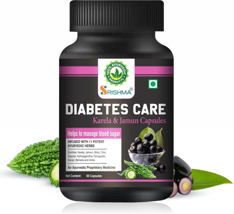 Srishma Diabetes Care Karela, Jamun Capsule Helps to Manage Blood Sugar (60 Capsules)(60 Capsules)