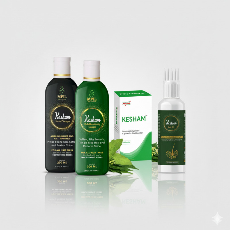 mpil Kesham Hair fall kit. Ayurvedic herbal kit for Hair fall control(Pack of 4, 60 Tablets)