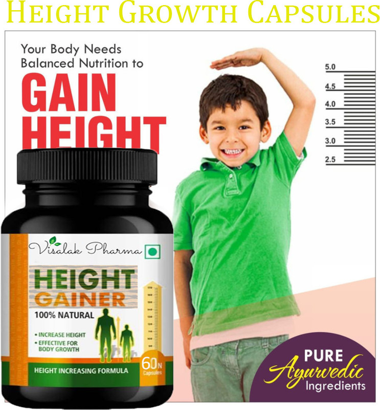 visalak pharma Height Gainer- Height Growth 60veg Capsule Powerful herbal formula PACK-1(60 Capsules)