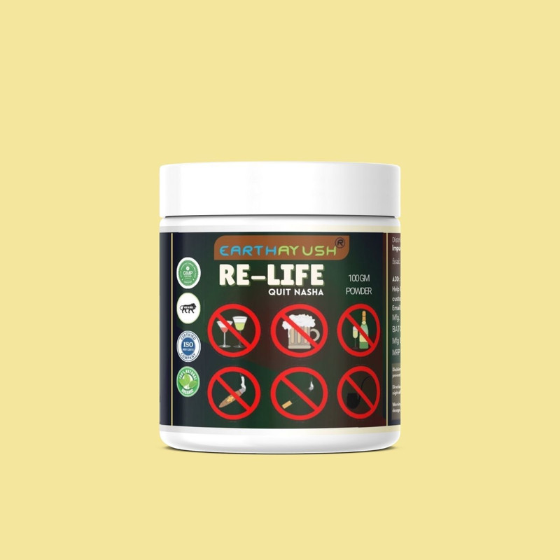 earthayush Re-Life Powder Help To Stop Alcohole Drinking & Smoking | 100 g | Pack of 1(100 g)