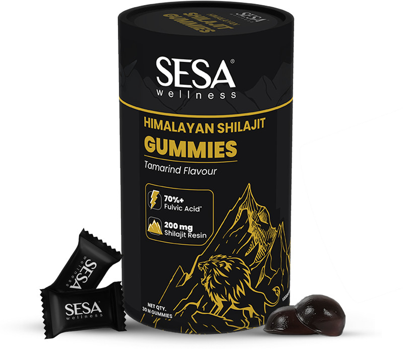 SESA Himalayan Shilajit Energy Gummies, 70%+ Fulvic Acid| Boosts Stamina & Muscle-30N(30 Tablets)