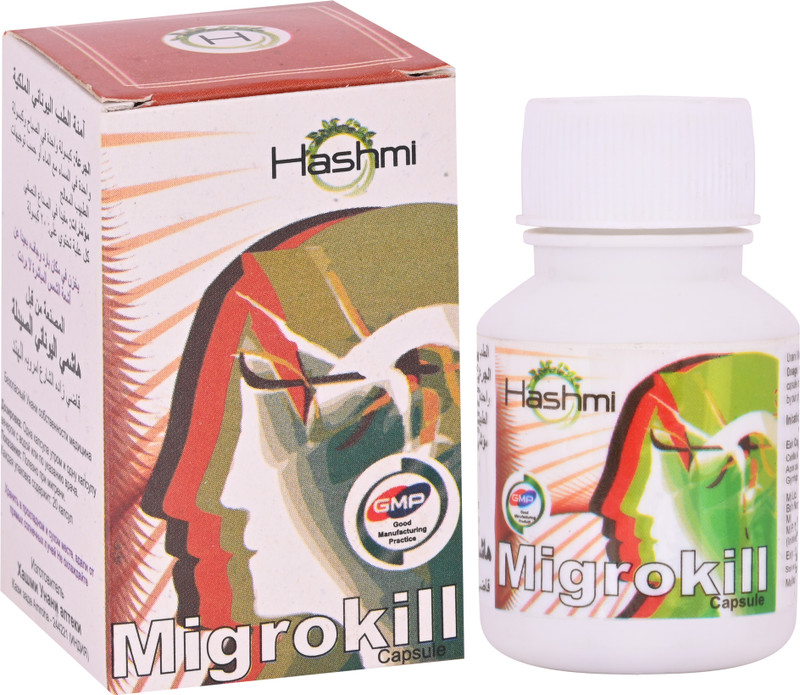 Hashmi Migrokill Natural 60 Capsule For Relief From Migraine & General Head Aches(Pack of 3, 60 Capsules)