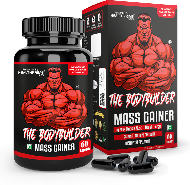 HEALTHPRIME LABS THE BODYBUILDER Mass Gainer for Muscle Building, Weight Gain & Muscle Mass Gain(60 Capsules)