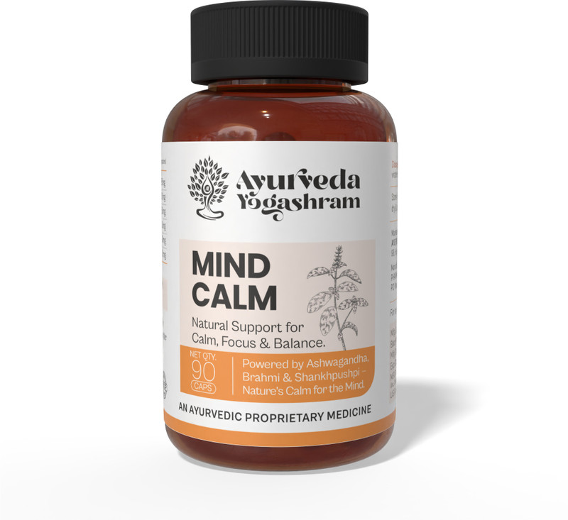 Ayurveda Yogashram Remedies Mind Calm Natural Support for Stress Relief and Relaxation(90 Capsules)