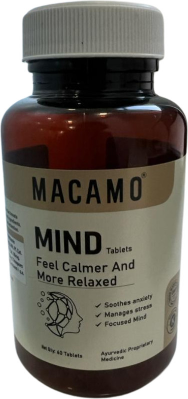 Macamo Mind Tablets | Ayurvedic Brain Booster| Improves Focus, Memory & Stress Relief(60 Tablets)