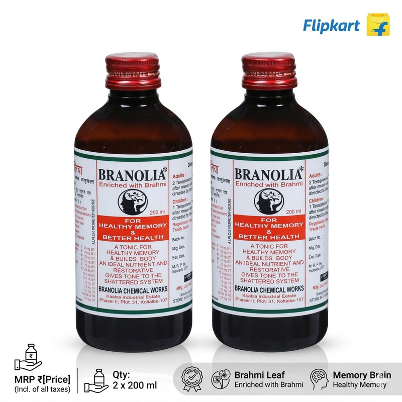 Branolia Brahmi Syrup ( contains real Brahmi(Pack of 2, 200 ml)