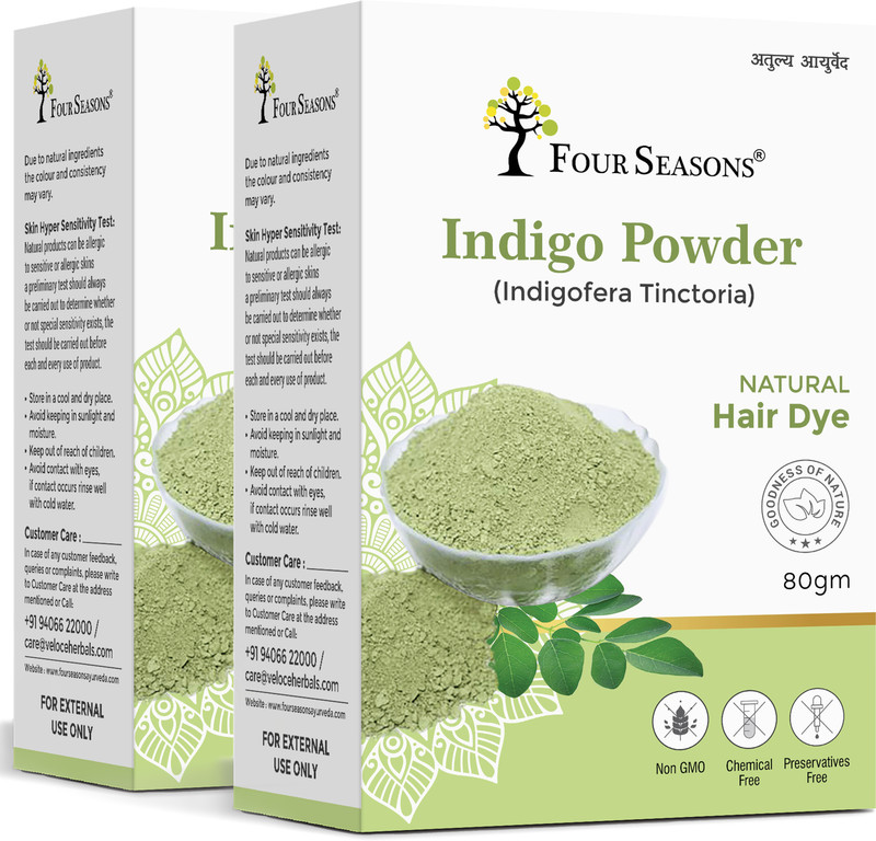 Four Seasons Indigo Powder | Indigofera Tinctoria | 100% Pure,Natural |For Hair Color & Care(Pack of 2, 160 g)