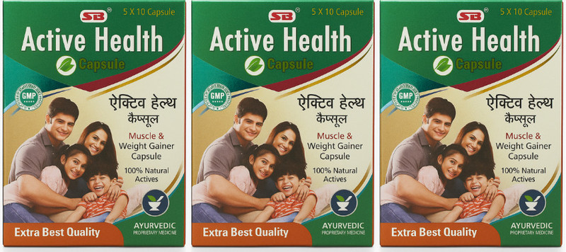 ACTIVE HEALTH S B HERBO PHARMACEUTICAL Natural Actives Muscle and Weight Gain Capsules(Pack of 3, 150 Capsules)