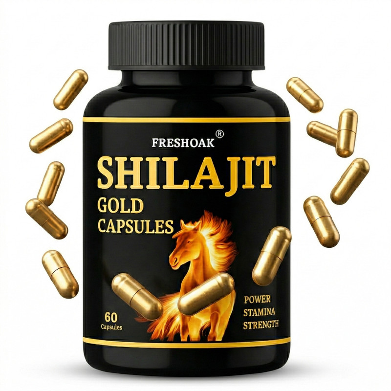 freshoak Pure Shilajit Himalayan Gold Capusles | Ayurvedic & Effective Formula |(60 Capsules)