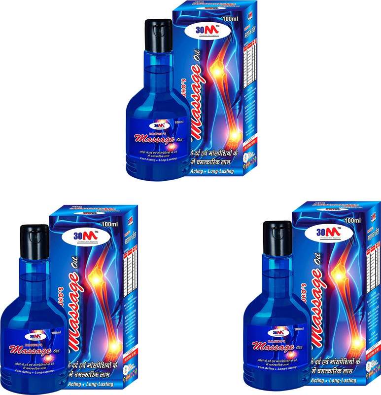 30M Ayurvedic Pain Relief Calm Body Massage Oil ( 3 X 100 ml ) - Joint Pain Relief Oil for knees muscle sciatica body arthritis shoulders( Pack of 3)(Pack of 5, 300 ml)