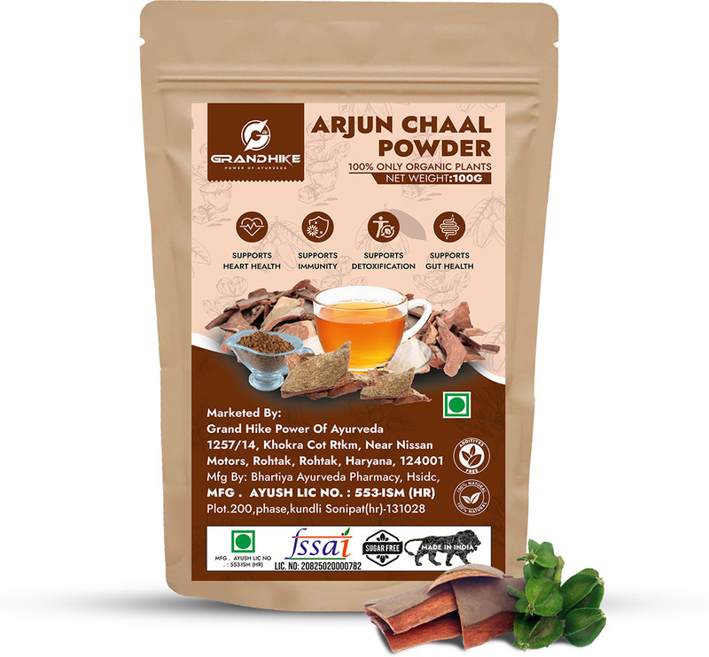 Grand Hike Organic Pure Arjun ki Chaal Powder for Heart/BP & Cholesterol Care(100 g)