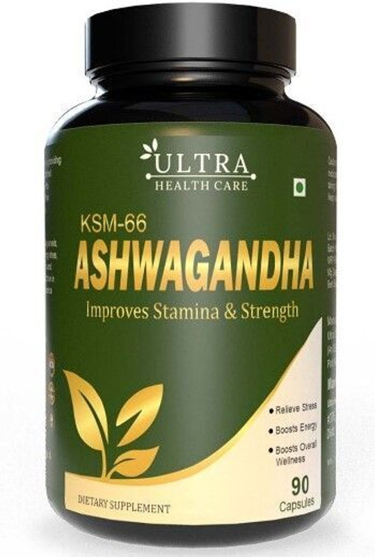 Ultra Healthcare Ashwagandha KSM 66 Caps for Energy,Strength, Immunity & Stress Buster(90 Capsules)