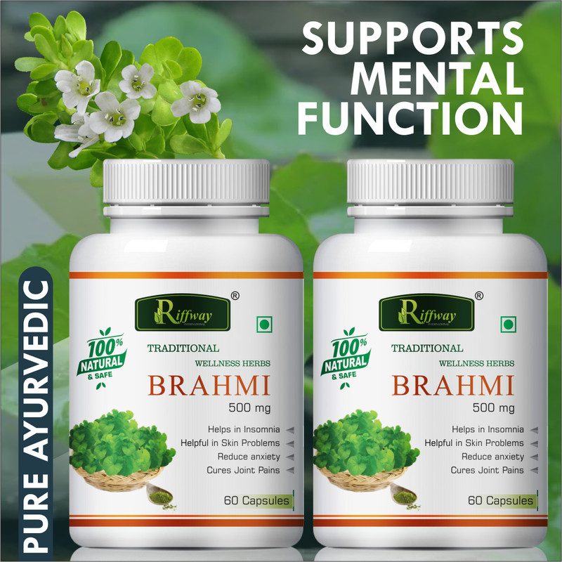 Riffway Brahmi Health Medicine Hair Capsule For Black Silky-Shiny Hair(60 Capsules)