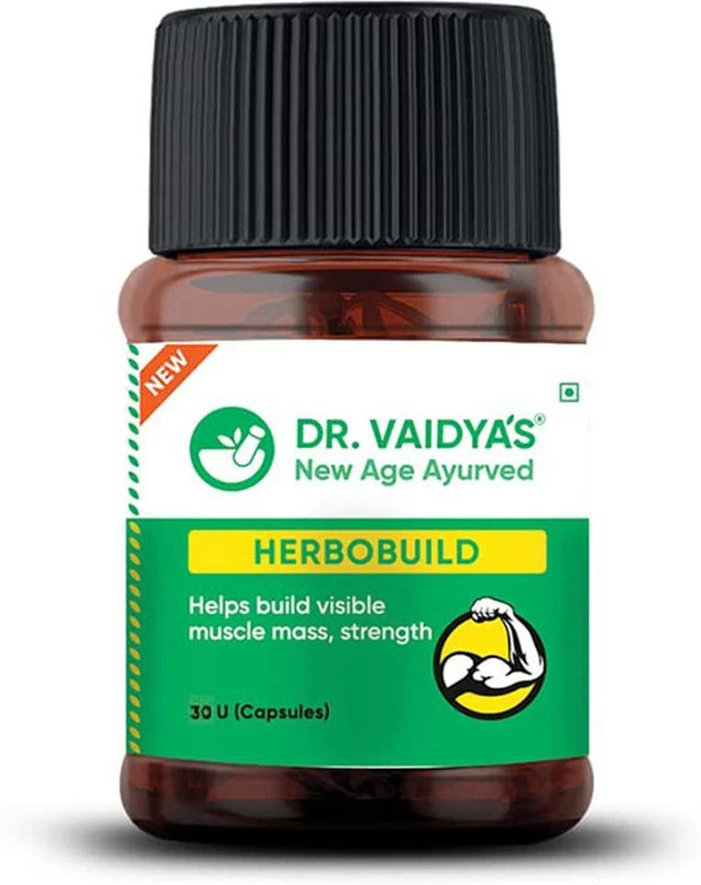 DR. VAIDYA'S Herbobuild Muscle Gainer Ayurvedic Capsules for Gym(30 Capsules)