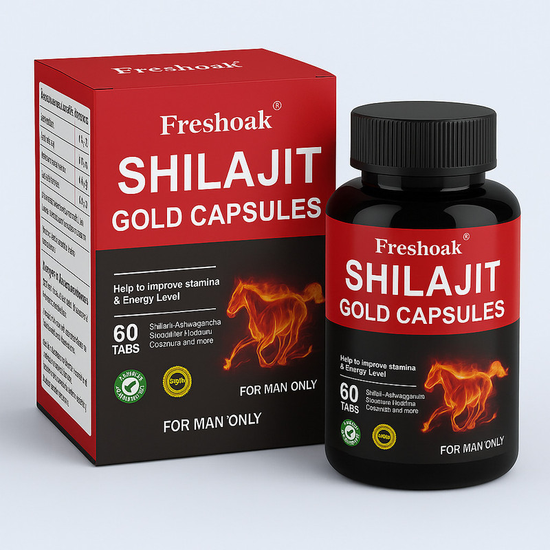 VEDAROOT Shilajit Gold Capsules | With 100% Gold Effect | Natural Power For Men |(60 Capsules)