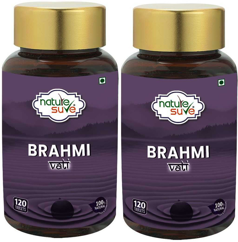 Nature Sure Brahmi Vati 240 Buddhiwardhak Ayurvedic Tablets for Brain Health & Memory Boost(Pack of 2, 240 Tablets)
