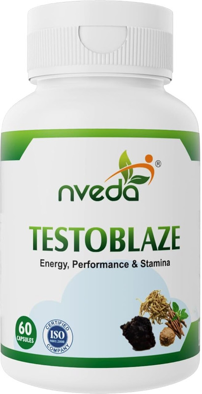 Nveda Testoblaze for Men, Supports Strength & Stamina(60 Capsules)