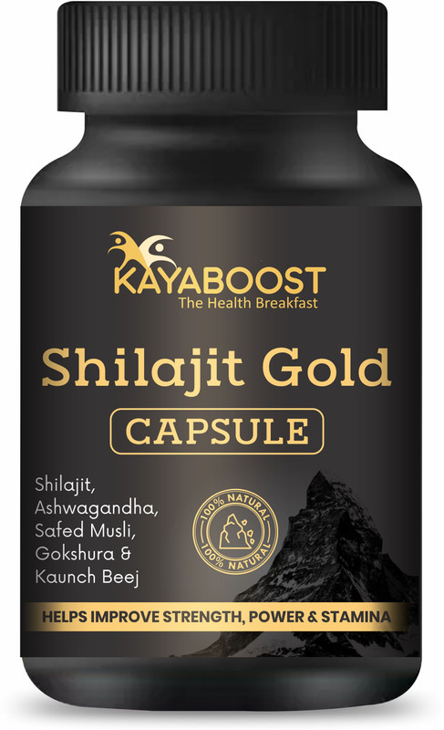 KAYABOOST Pure Shilajit Capsules 100% Ayurvedic Real Shilajit for Power Stamina(30 Capsules)
