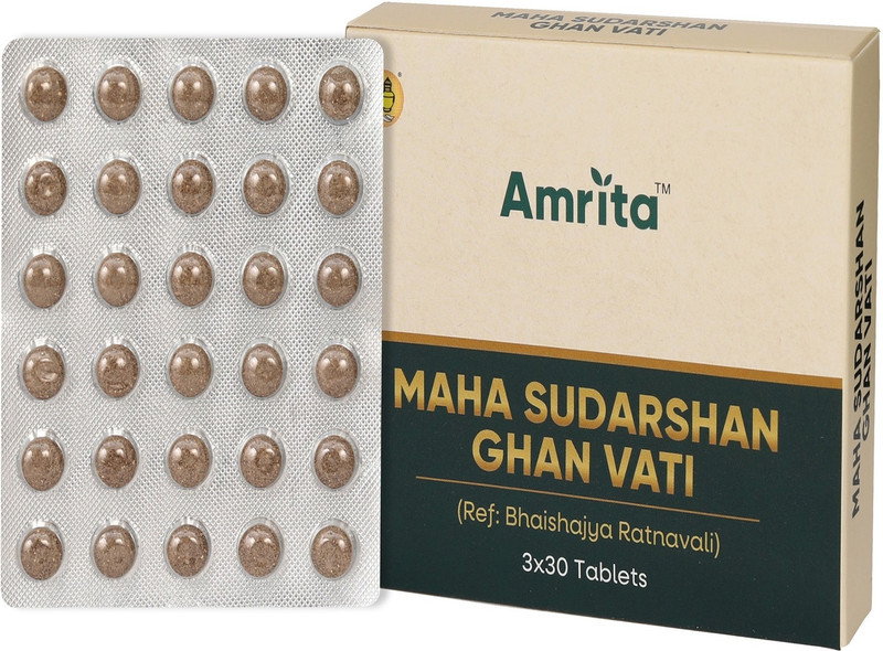 amrita Maha Sudarshan Ghan Vati – Ayurvedic Herbal Tablets for Fever, Immunity & Detox(90 Tablets)