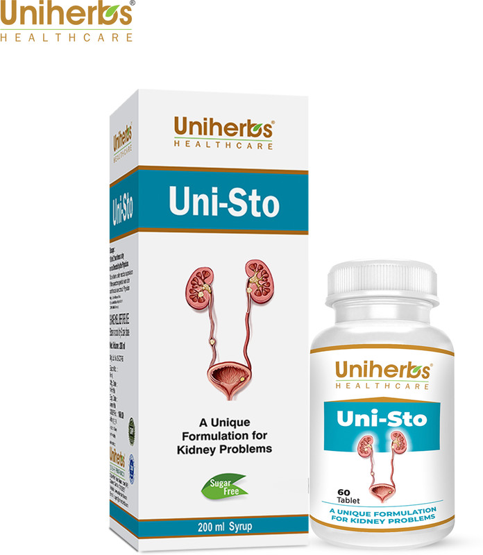 Uniherbs Ayurvedic Kidney Stone Medicine Combo UniSto Syrup+Tablet,Maintain Kidney Health(Pack of 2, 200 ml, 60 Tablets)