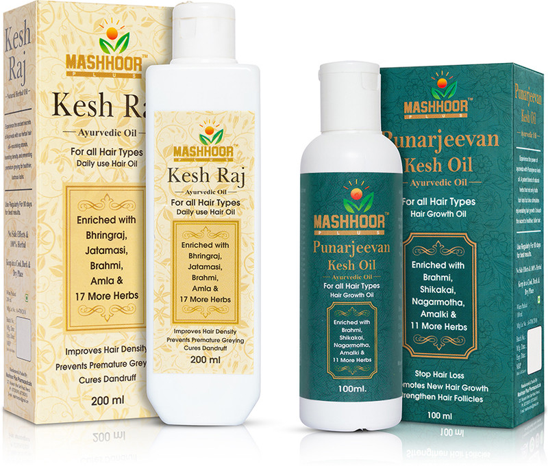 MASHHOOR Punarjeevan Kesh Oil & Kesh Raj Oil 100% Natural Hair Oil for Hair Growth(Pack of 2, 100 ml, 200 ml)