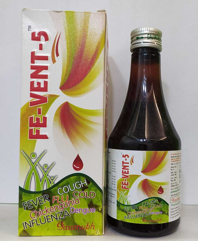 GAUMUKH Fe-Vent-5 Ayurvedic Syrup | For Fever, Cough & Respiratory Support |(200 ml)