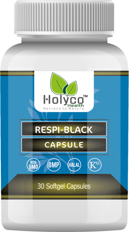 Holyco Health Respi Black Capsule | Turmeric, Kalonji seed oil, Ginger | 30 Capsules(30 Capsules)
