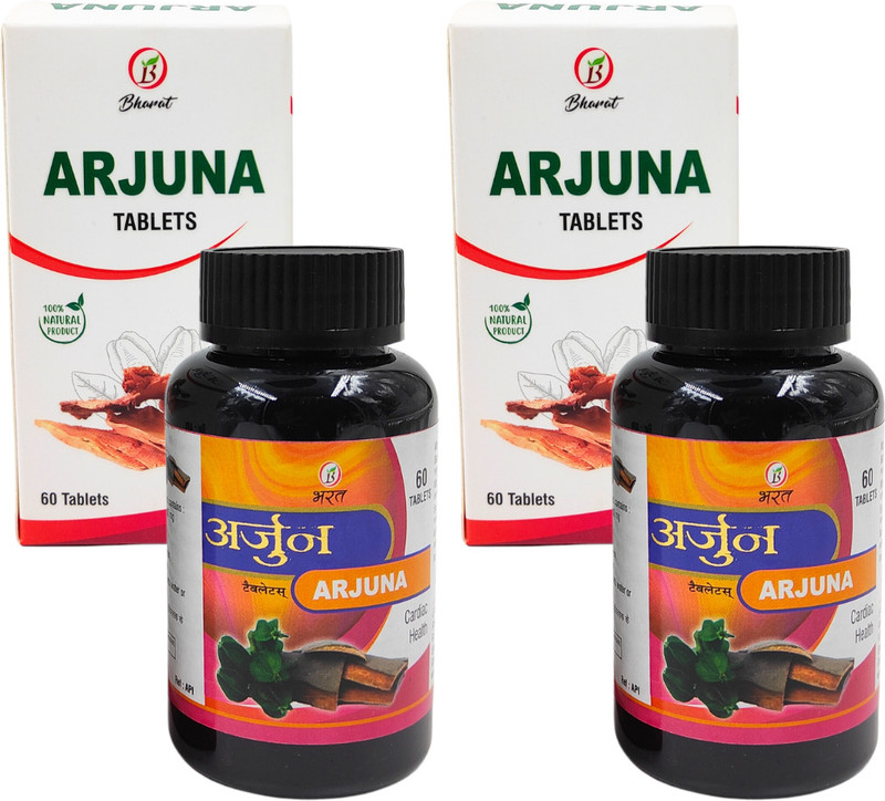 BHARAT AYURVEDIC AUSHDHALAYA Arjun Tablets - Pack of 60 | Ayurvedic Supplement for Heart Health(Pack of 2, 120 Tablets)