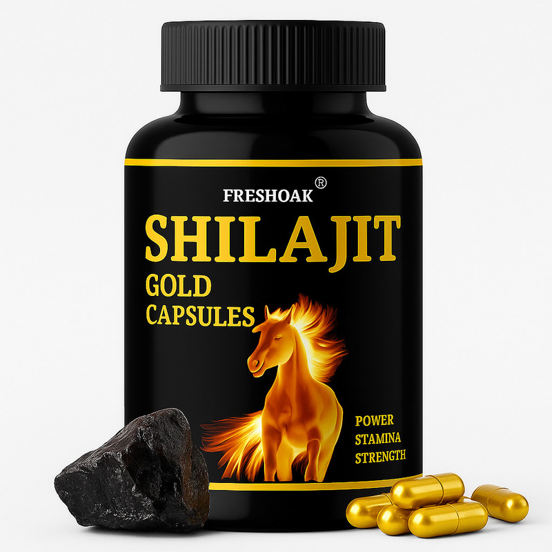 freshoak PURE NATURAL & HERBAL SHILAJIT/SHILAJEET/POWER GOLD CAPSULES | FOR MEN(60 Capsules)