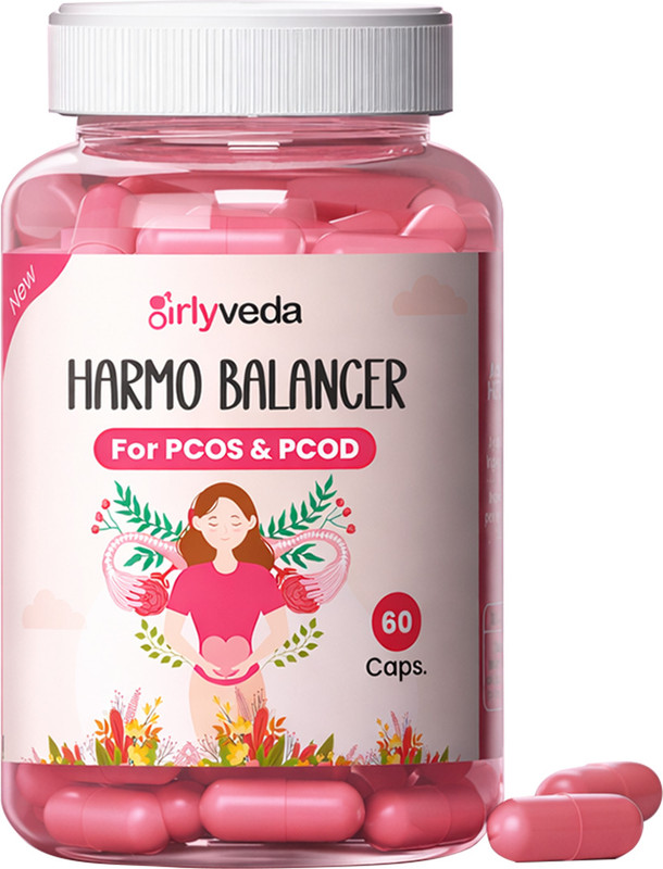 Girlyveda Harmo Balancer | PCOS, PCOD Relief, Hormonal Balance, and Ease Period Cramps(60 Capsules)