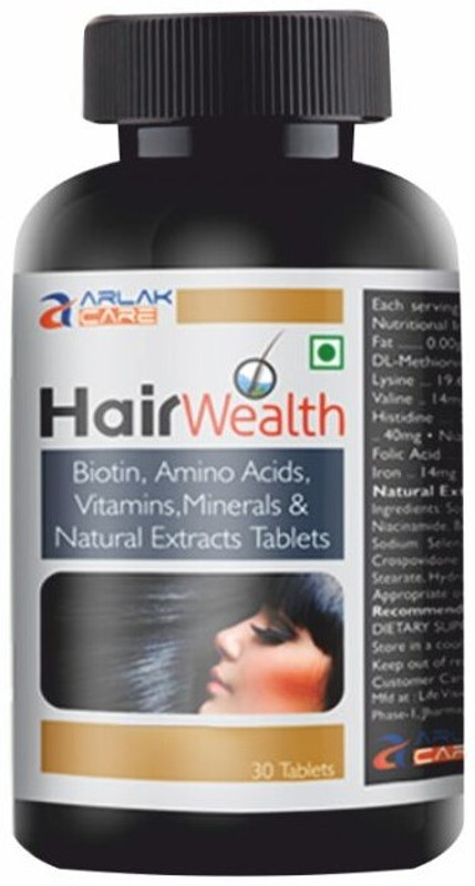 arlak Hair Wealth Tablets For Hair Growth, Glowing Skin & Nails Health With Biotin(30 Tablets)
