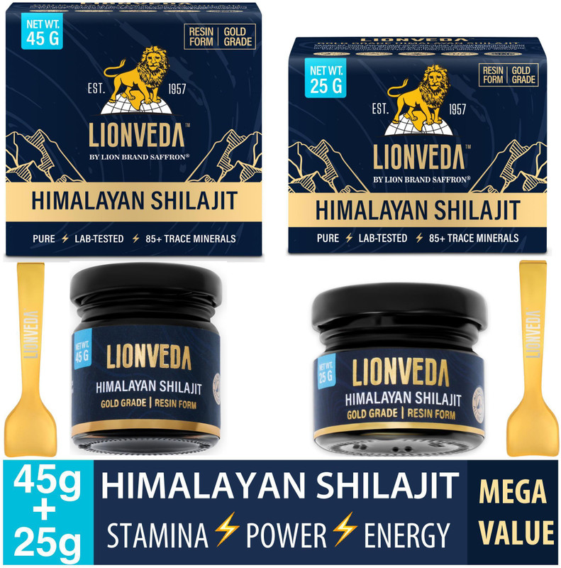 LIONVEDA Original Pure Gold Grade Himalayan Shilajit Resin for Men Health, Stamina & Gym(Pack of 2, 90 g)
