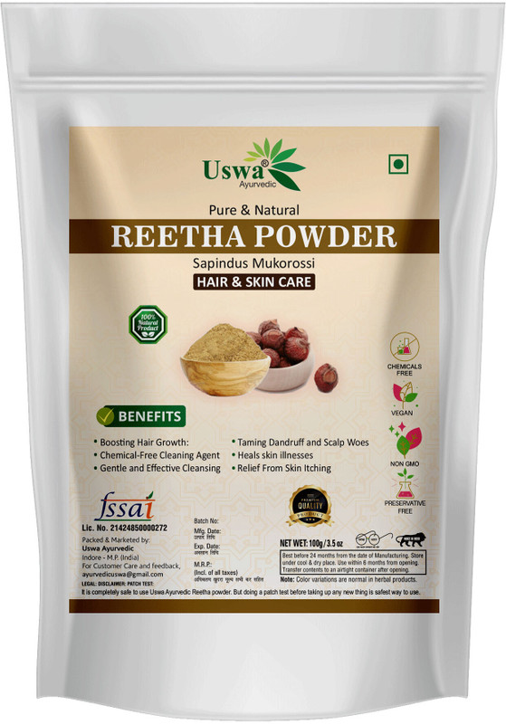 Uswa Ayurvedic Natural Reetha Powder For Hair Care-100g(100 g)
