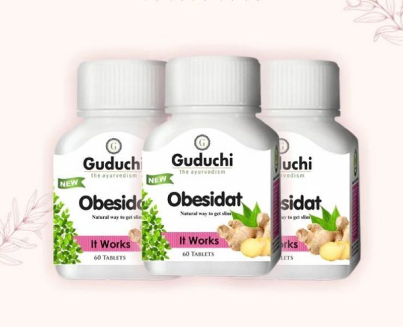 Guduchi Ayurveda Obesidat 60 Tablets 3x60 Tablets (Pack of 3 ) - Lose weight Naturally(Pack of 3, 180 Tablets)