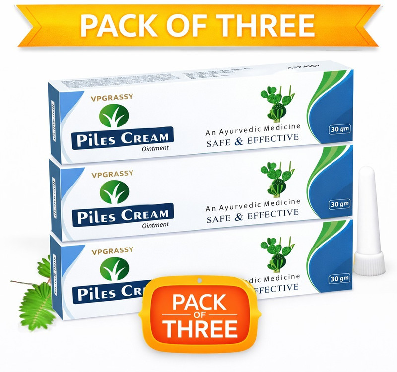 VPGRASSY Natural Piles Cream Ayurvedic Relief for Pain | Itching & Swelling (PACK OF 3)(Pack of 3, 90 g)