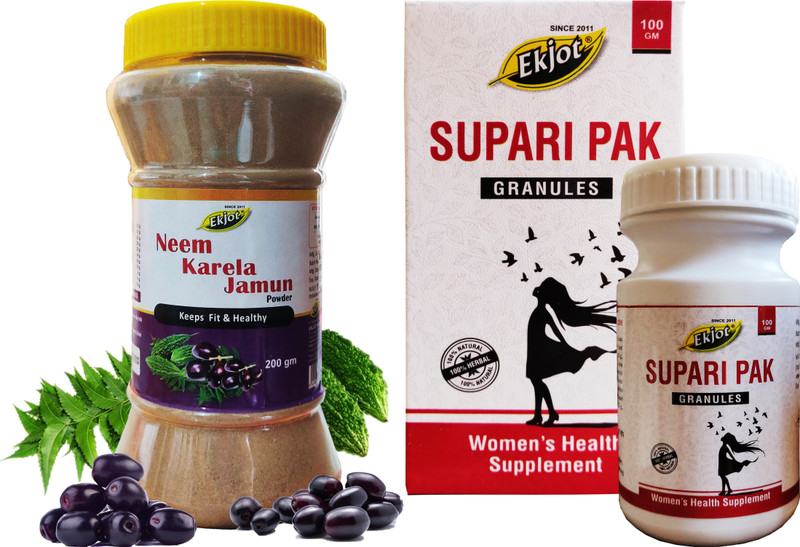 Ekjot Neem Karela Jamun Powder (200g) + Supari Pak Granules (100g) | Combo Pack(Pack of 2, 200 g, 100 g)