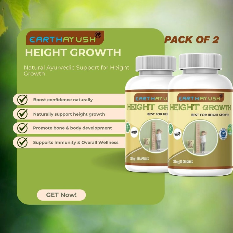 earthayush Height Growth ,For Helps For Kids Men-Women (30 Capsules) Pack of 2(Pack of 2, 30 Capsules)