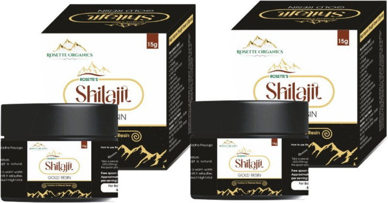 rosette organics Shilajit Gold Resin | Rich in Fulvic Acid | Boost Stamina, Strength & Energy(Pack of 2, 30 g)