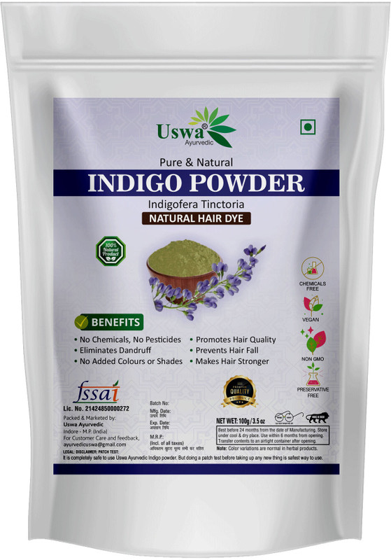 Uswa Ayurvedic Indigo Powder | Indigofera Tinctoria For Hair Color & Hair Care-100g(100 g)