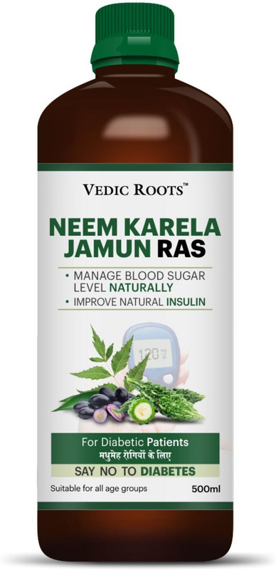 Vedic Roots Ayurvedic Neem Karela Jamun Juice for Control Blood Sugar & Diabetes Medicine(500 ml)