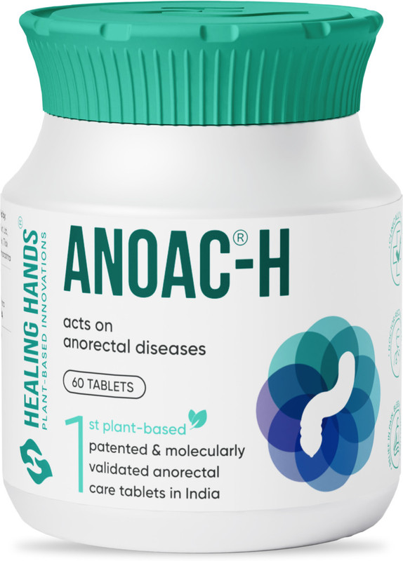 Healing Hands Anoac-H Tablet Patented Advanced Piles & Fissure Relief - Pain Bleeding Swelling(60 Tablets)