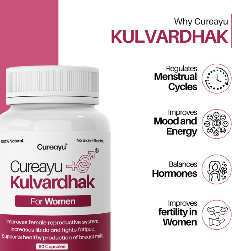 Cureayu Kulvardhak® for Women | Powerful Female Fertility Supplement(60 Capsules)