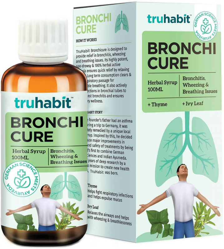 TruHabit Bronchicure Herbal Lung Detox with Ivy,Thyme- AYUSH Certified Lung Syrup (100ml)(100 ml)