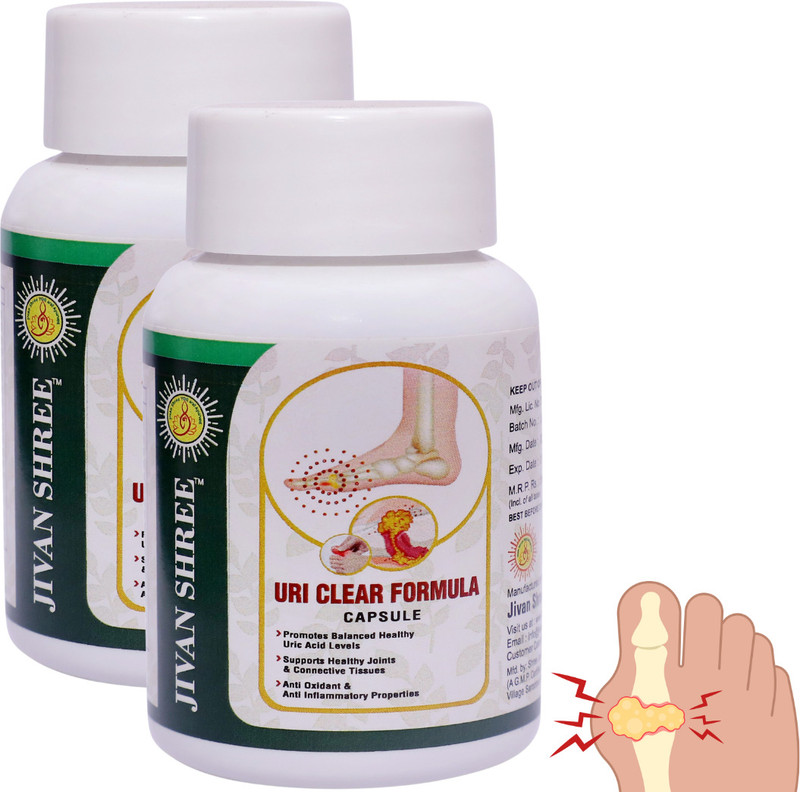 JIVAN SHREE Uri Clear Ayurvedic Formula for Control Uric Acid(Pack of 2, 60 Capsules)